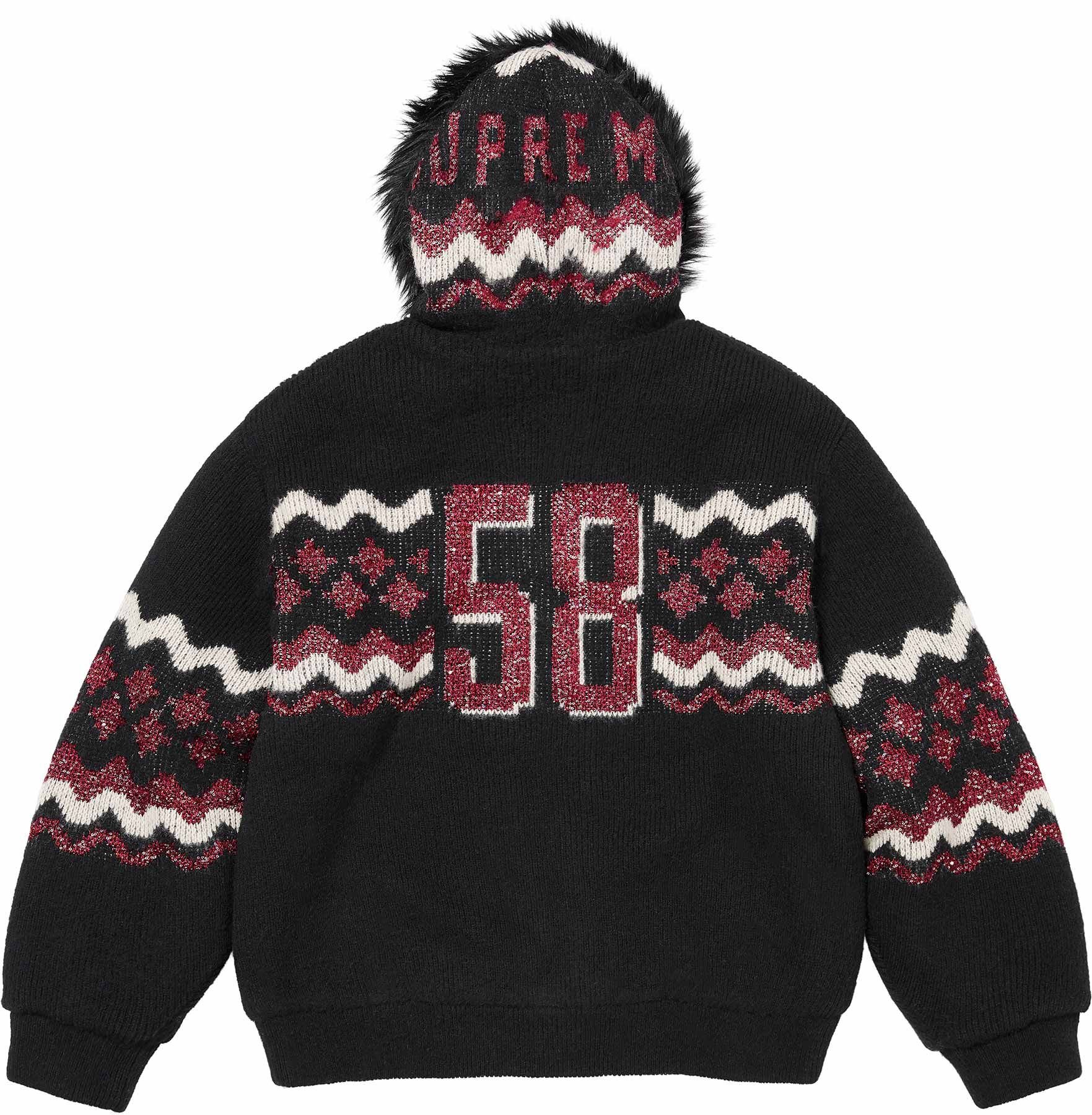 Sequin Lined Hooded Zip Up Sweater view 3